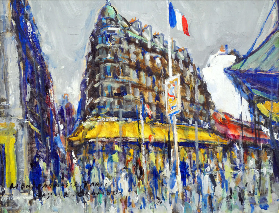 岡本肇「パリー モンパルナス」油絵・F6号 作品全体画像