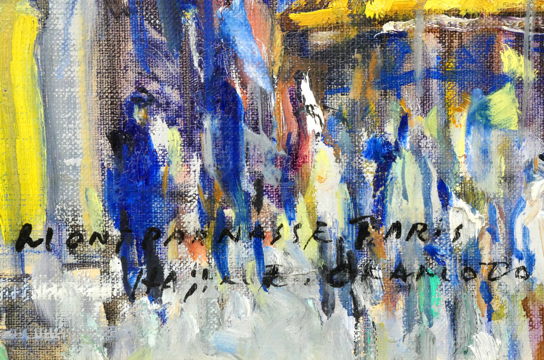 岡本肇「パリー モンパルナス」油絵・F6号 タイトル・サイン拡大画像