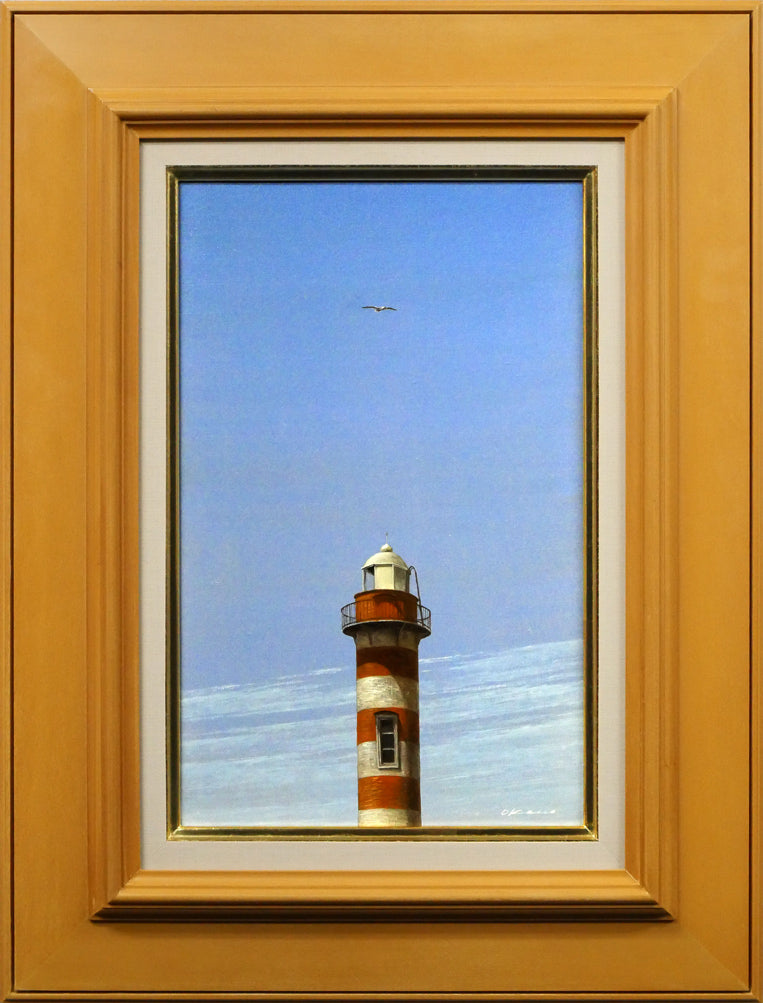 岡野浩二「石狩燈台」油絵・P4号