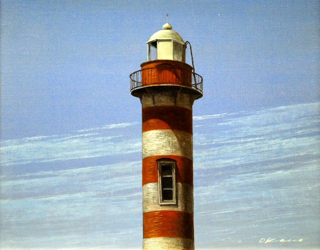 岡野浩二「石狩燈台」油絵・P4号 拡大画像2