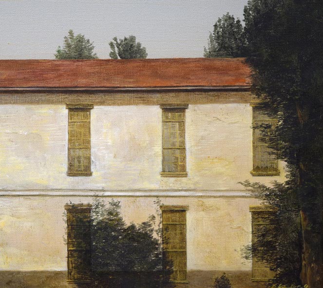 岡野浩二「白い壁」油絵・P8号 拡大画像4