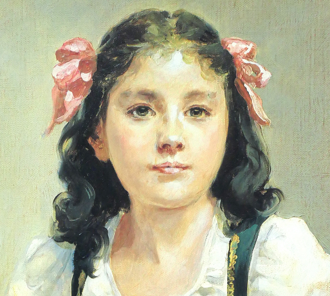 奥龍之介「バイオリンの少女」特製美術画・8号 拡大画像2