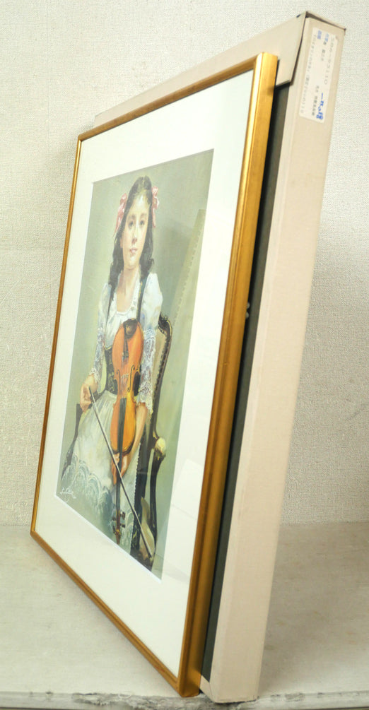 奥龍之介「バイオリンの少女」特製美術画・8号 付属品画像(布タトウ箱付き)