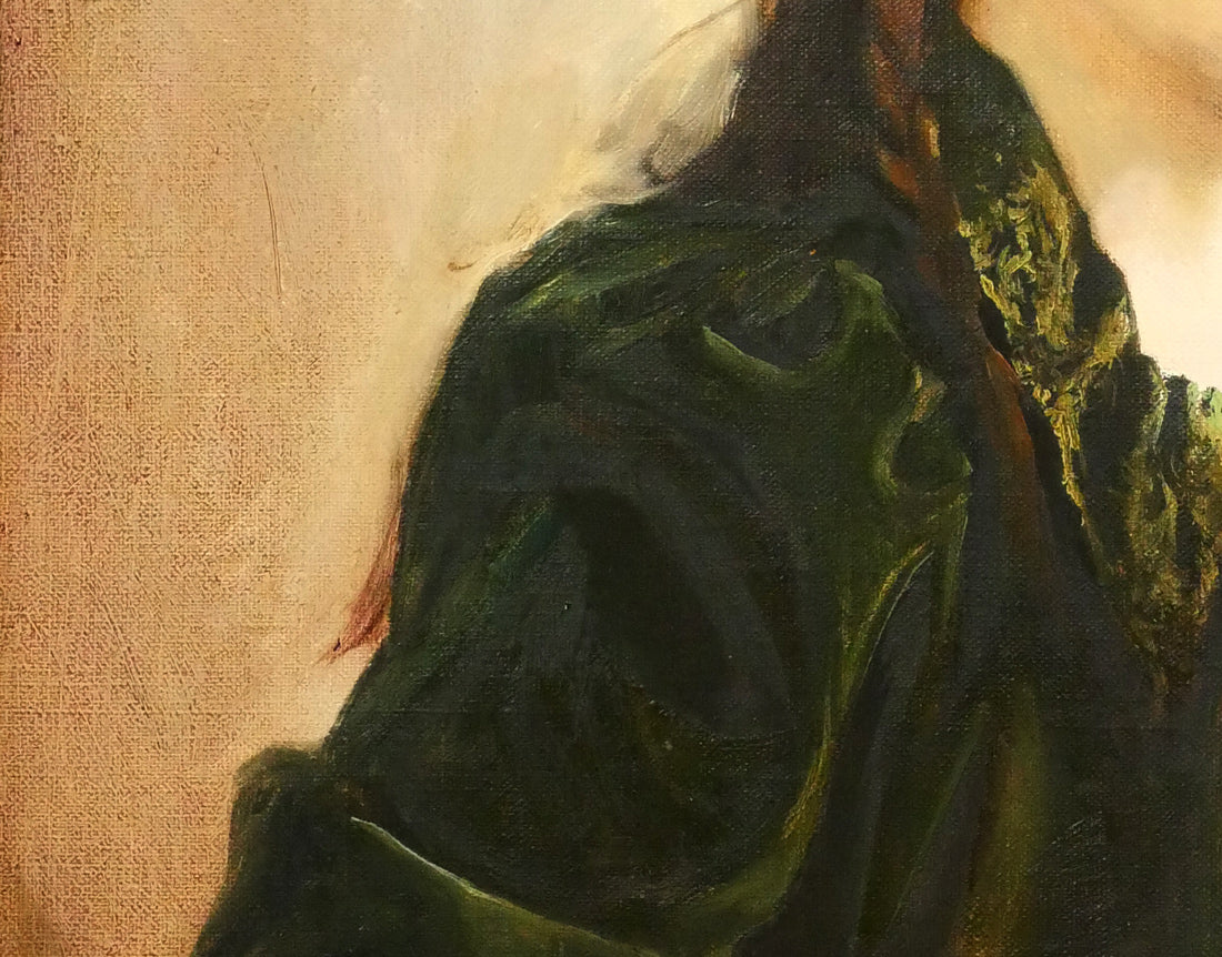 奥龍之介「バイオリンの少女」油絵・F10号 拡大画像5