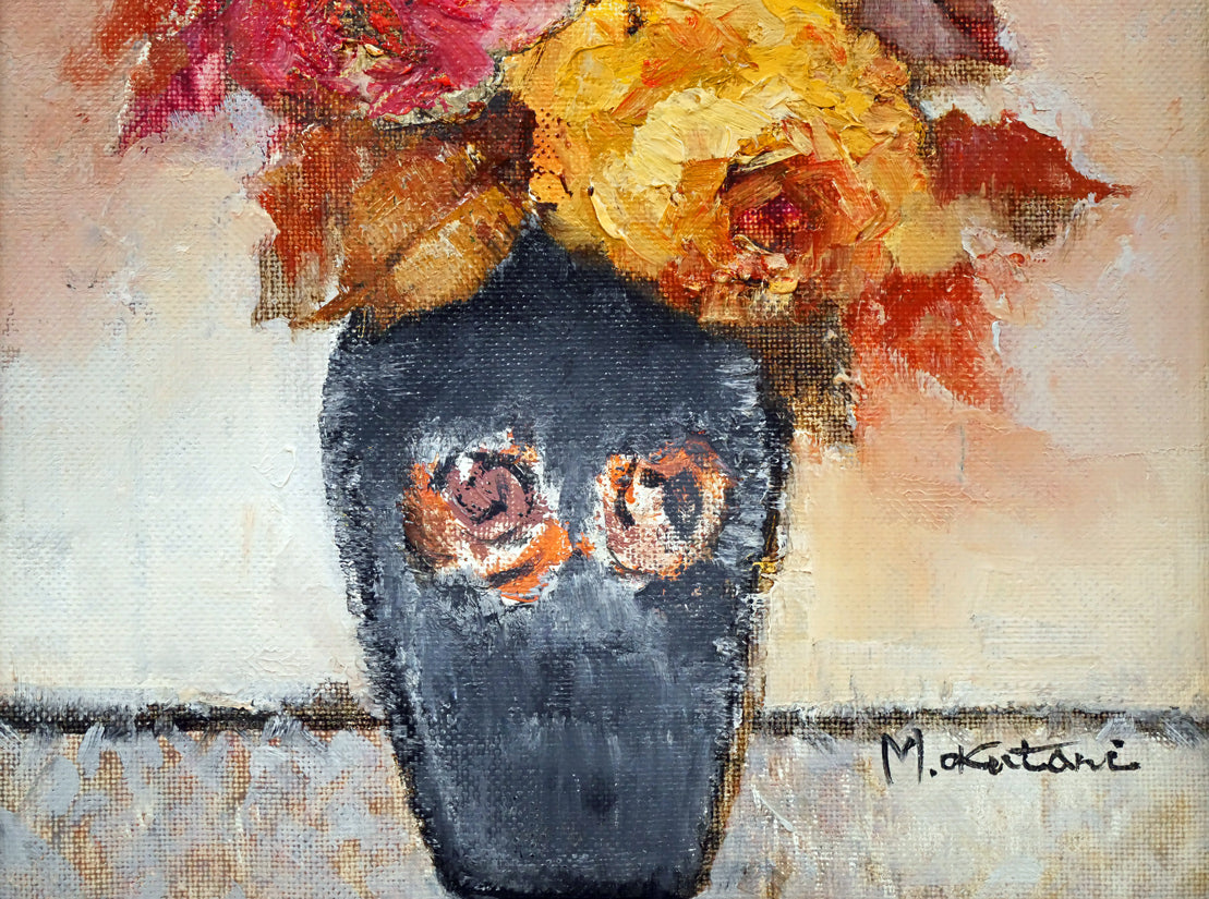 奥谷全弘「バラ」油絵・F3号 拡大画像2