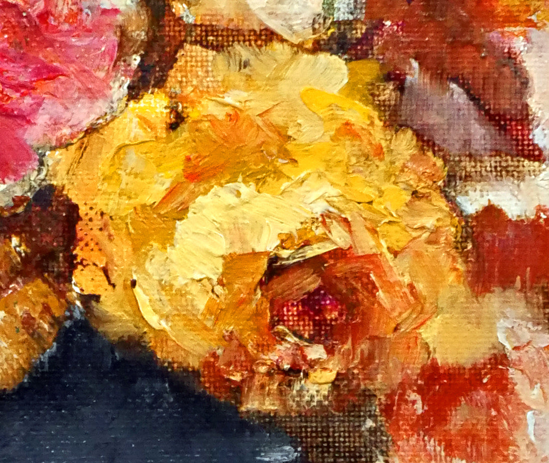 奥谷全弘「バラ」油絵・F3号 拡大画像4