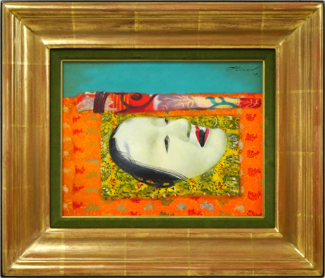 奥谷博「能面」油絵・F5号