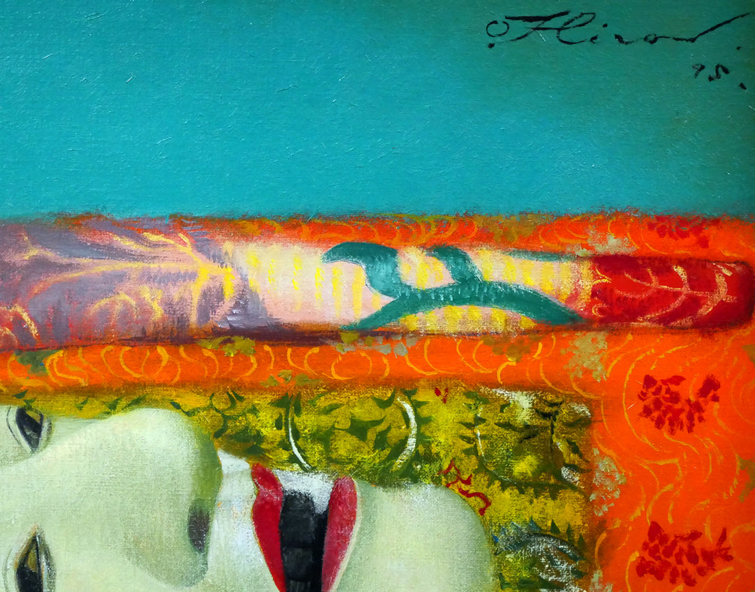 奥谷博「能面」油絵・F5号 拡大画像2