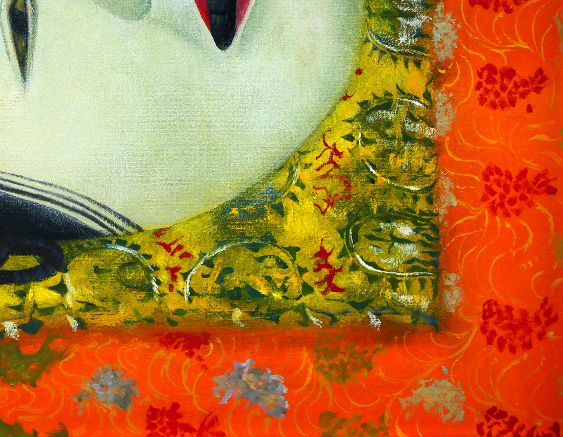 奥谷博「能面」油絵・F5号 拡大画像4