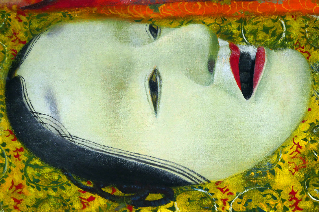 奥谷博「能面」油絵・F5号 拡大画像5