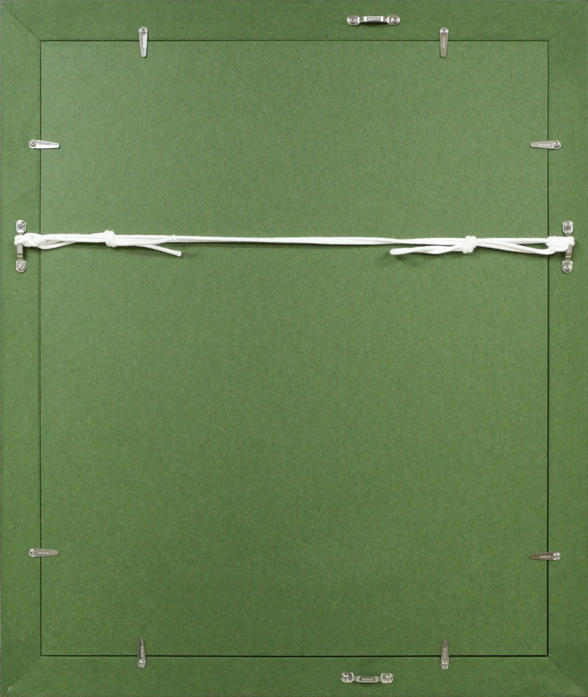 小野州一「帽子婦人」水彩画・色紙 額縁裏側画像