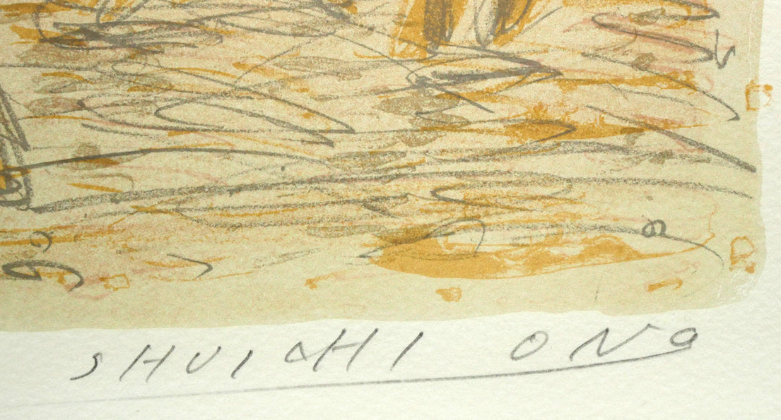 小野州一「ラ・ロッシェルの港」リトグラフ 本人直筆鉛筆サイン