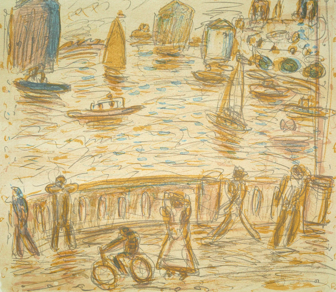 小野州一「ラ・ロッシェルの港」リトグラフ 拡大画像2