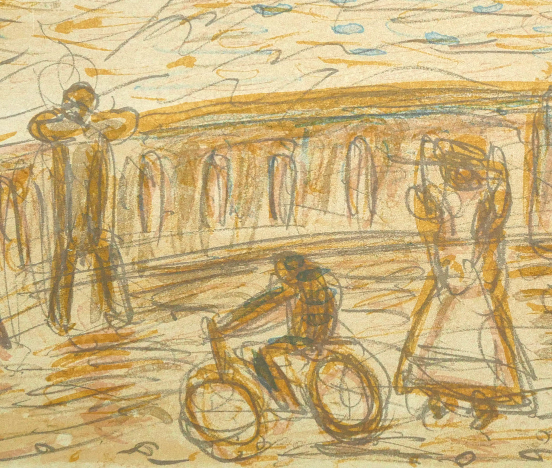 小野州一「ラ・ロッシェルの港」リトグラフ 拡大画像4