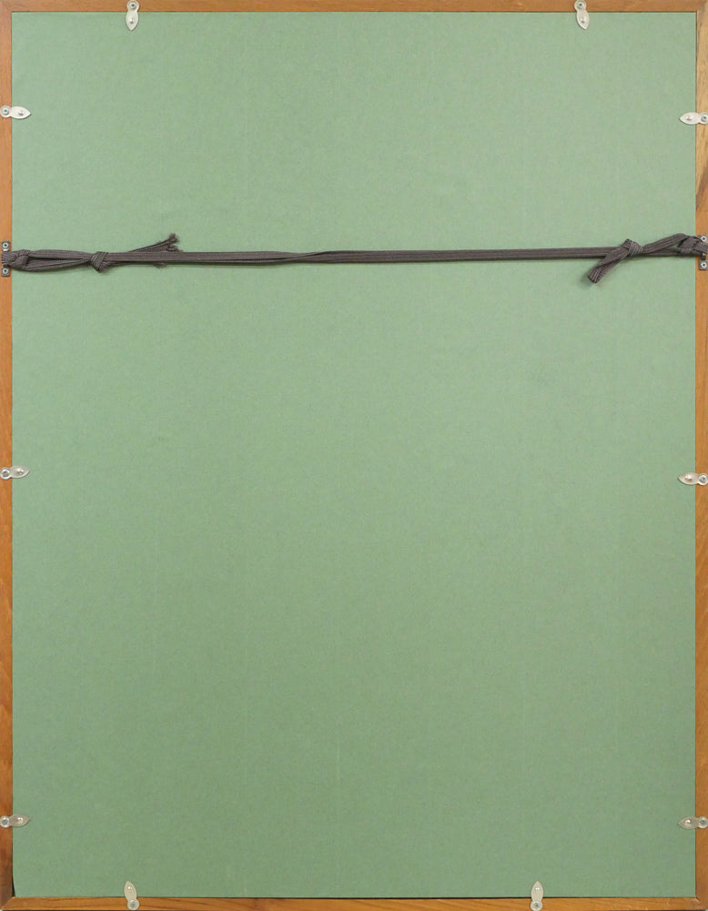 小野州一「ラ・ロッシェルの港」リトグラフ 額縁裏側画像