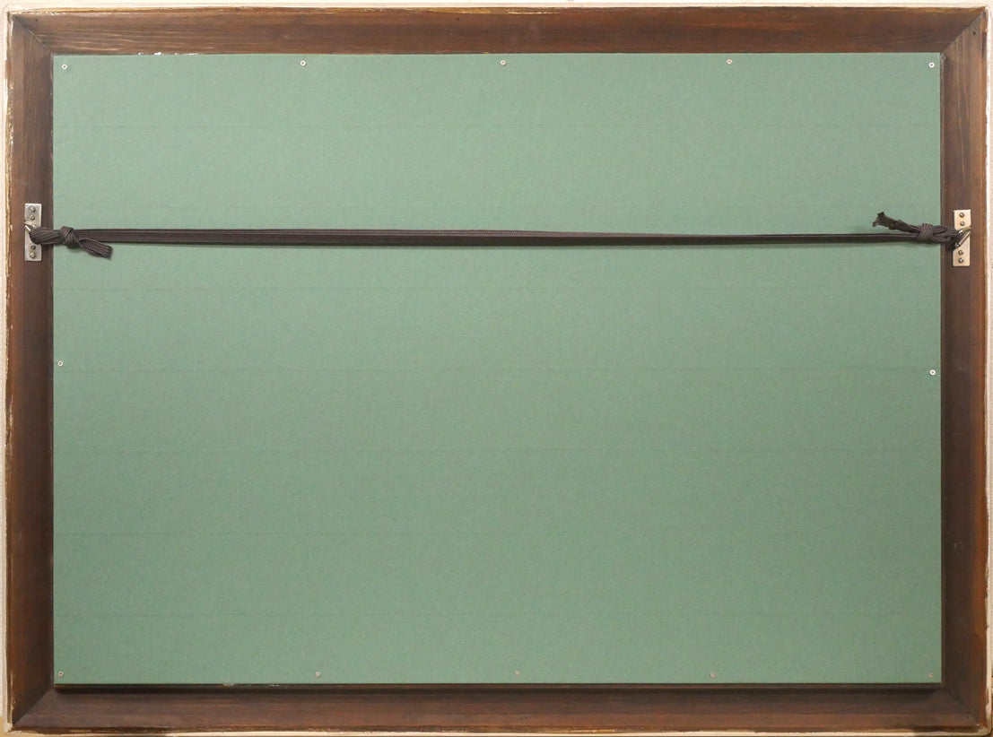 小野州一「白いバックの花」油絵・変形15号 額縁裏側画像