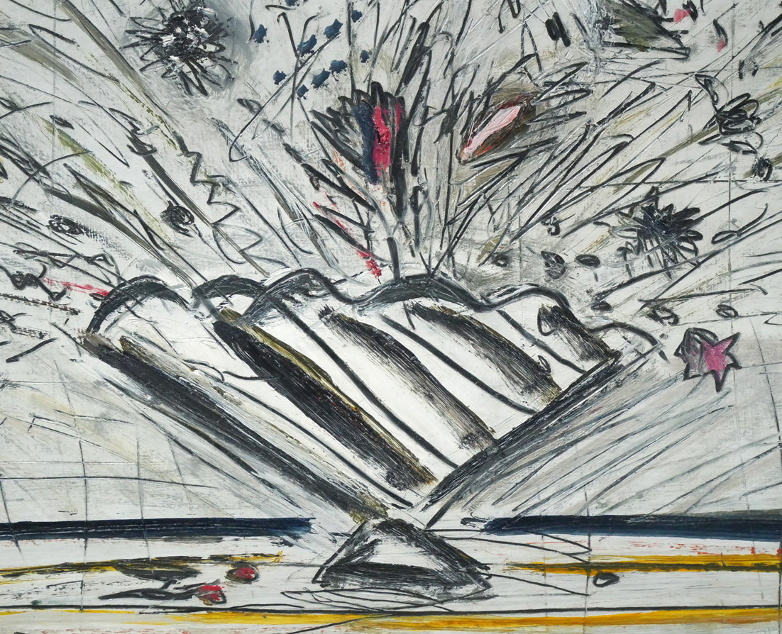 小野州一「白いバックの花」油絵・変形15号 拡大画像7