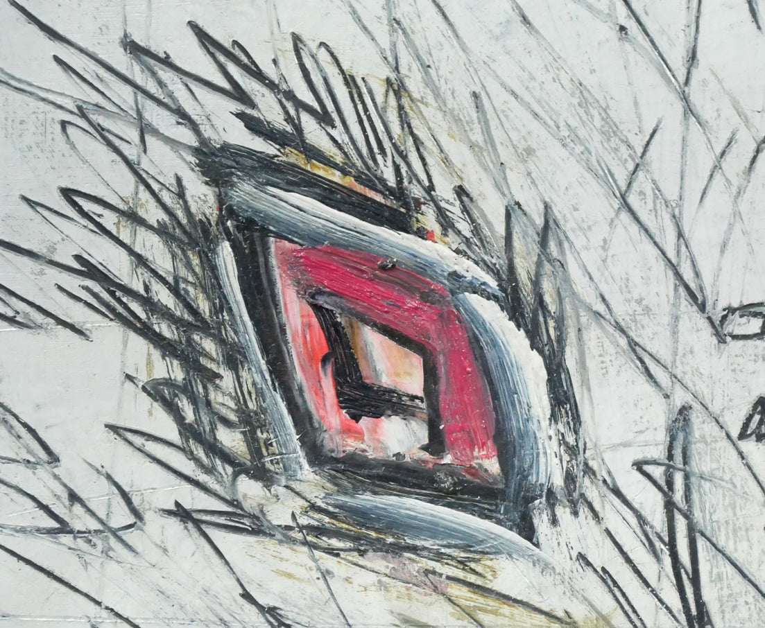 小野州一「白いバックの花」油絵・変形15号 拡大画像5