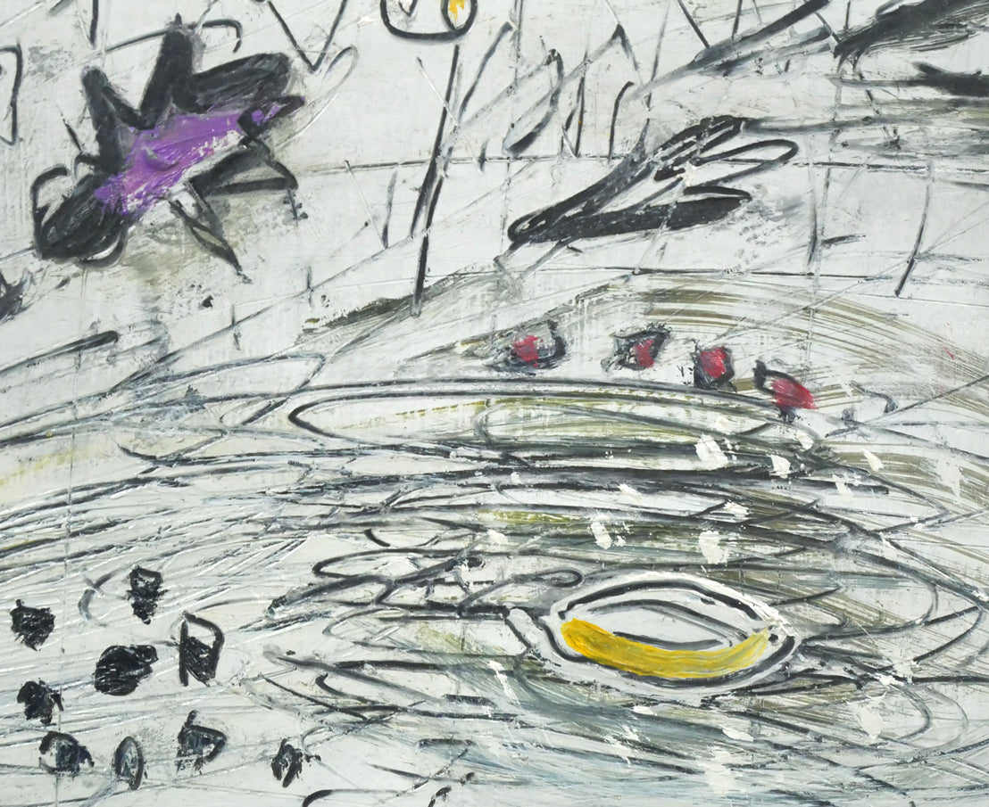 小野州一「白いバックの花」油絵・変形15号 拡大画像6