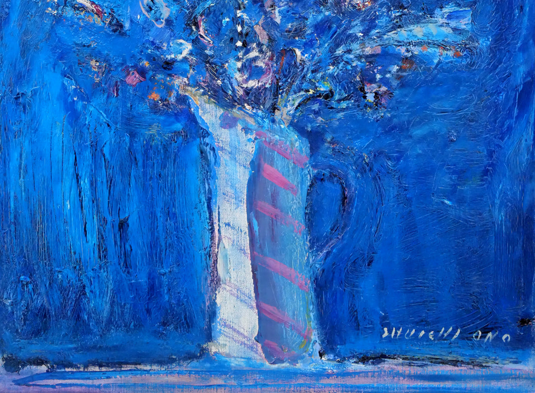 小野州一「花」油絵・F10号 拡大画像3