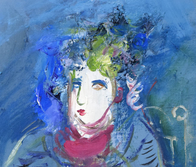 小野州一「婦人像」油絵・F10号 拡大画像2