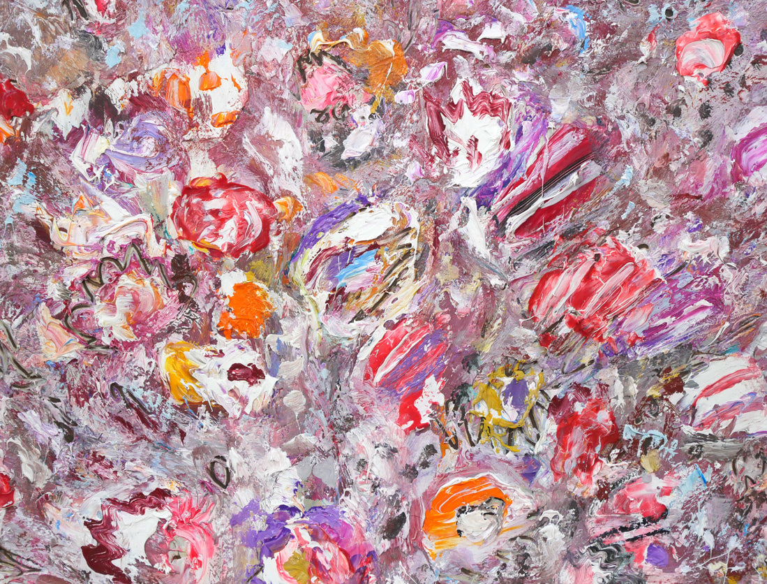 小野州一「花」油絵・F6号 拡大画像2