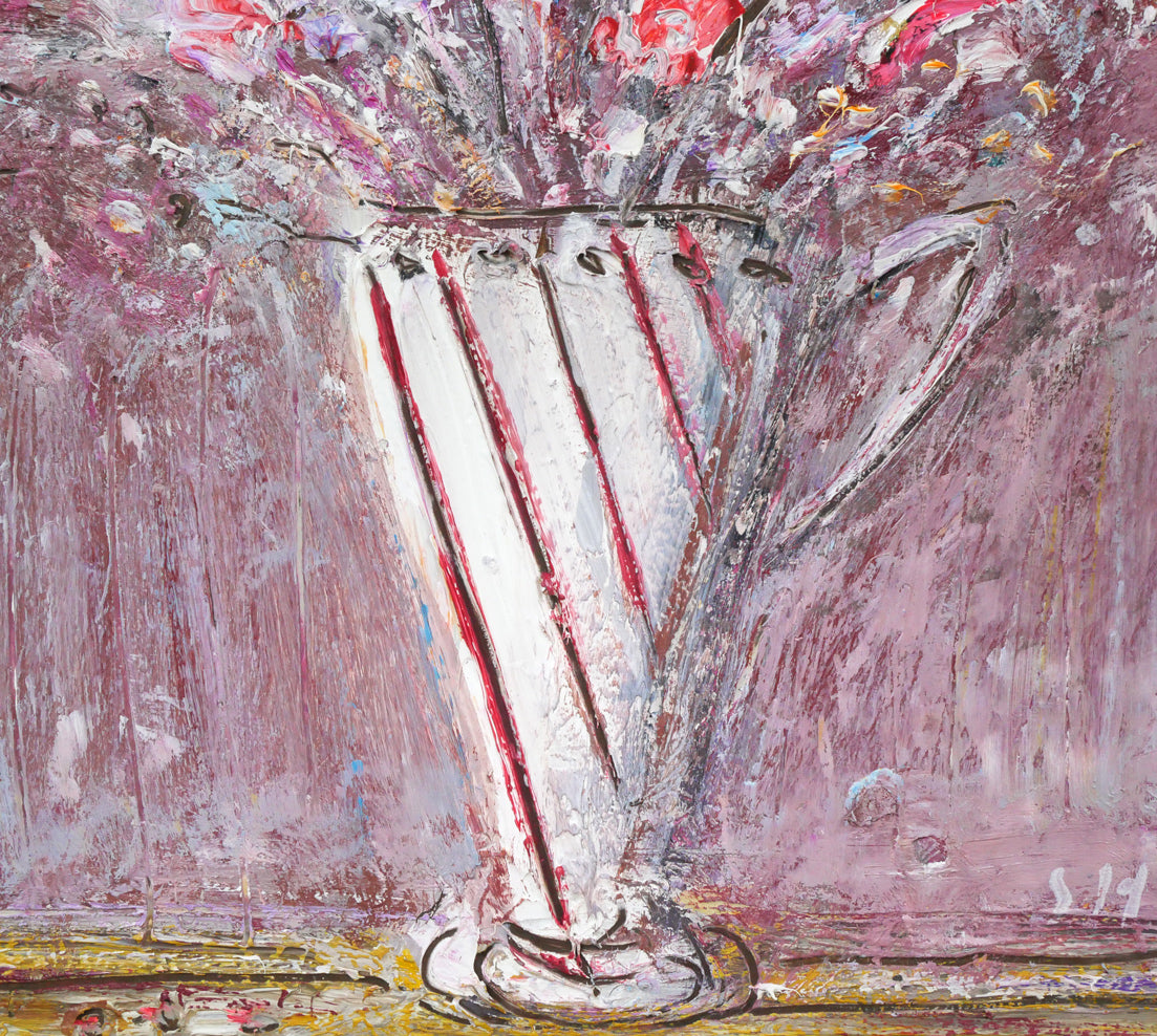 小野州一「花」油絵・F6号 拡大画像4