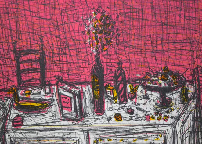 小野州一「静物」リトグラフ 拡大画像2