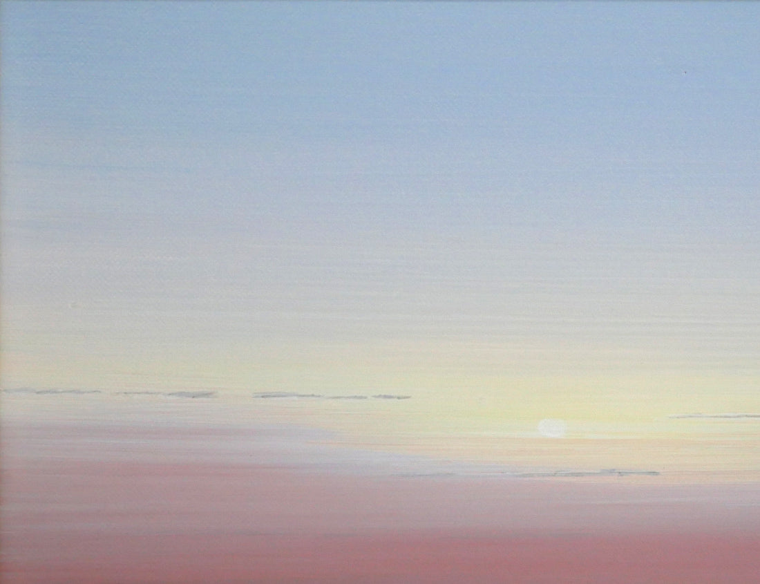 大槌隆「朝焼けの海」油絵・F4号 拡大画像1
