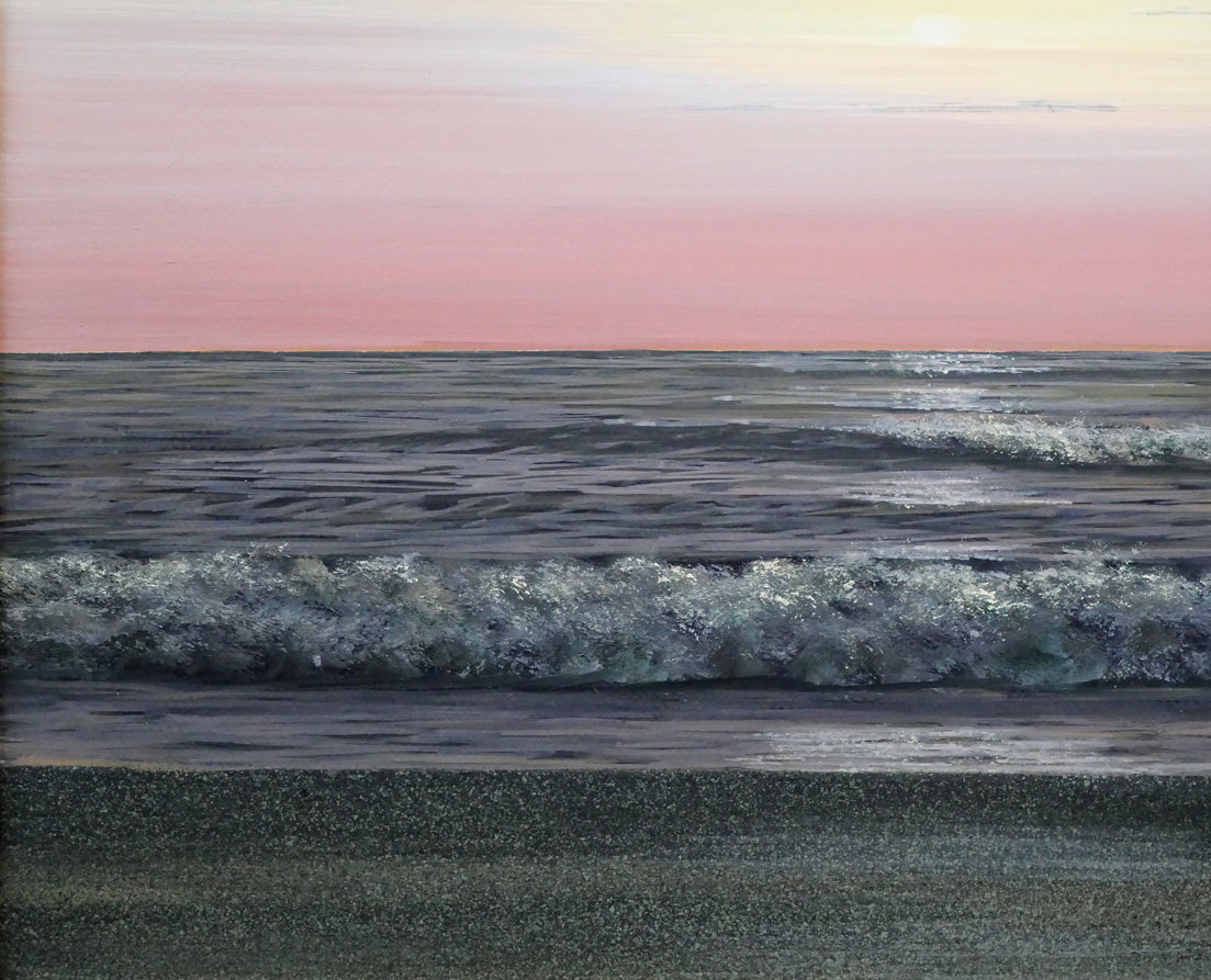 大槌隆「朝焼けの海」油絵・F4号 拡大画像3