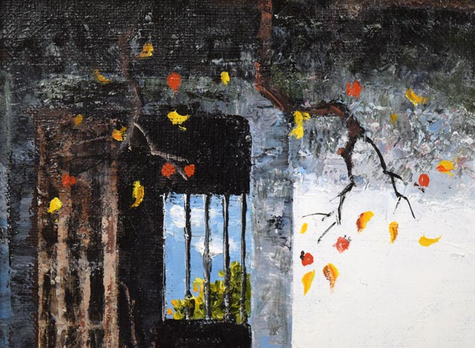 大野登「コスモスの庭」油絵・F3号 拡大画像1