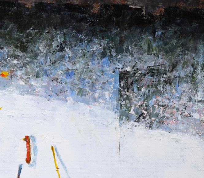 大野登「コスモスの庭」油絵・F3号 拡大画像2