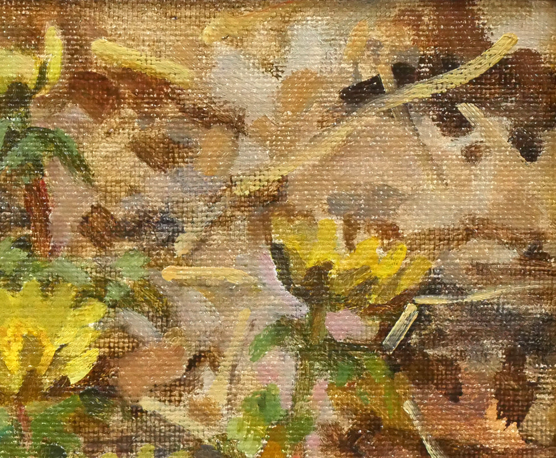 大月源二「福寿草」油絵・F3号 拡大画像2