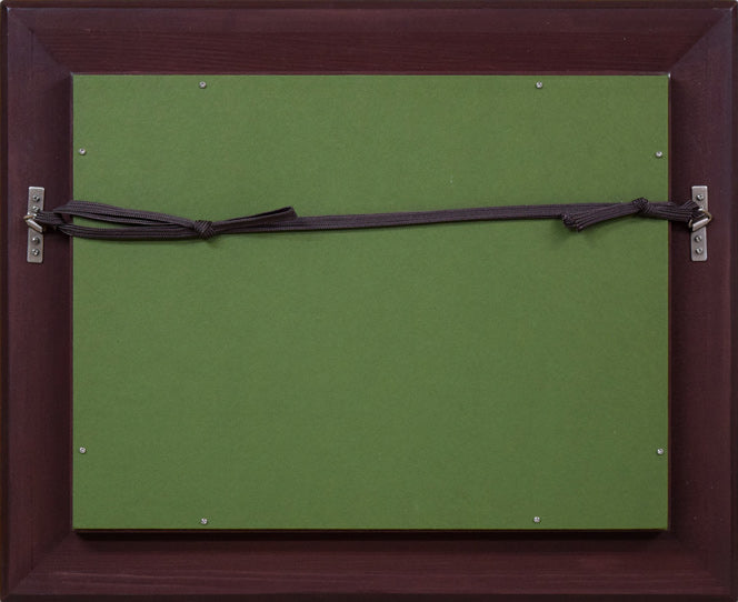 大津英敏「春近い小樽(小樽運河)」油絵・P3号 額縁裏側画像