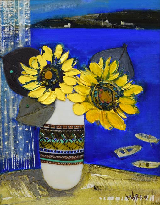 折橋真理子「ひまわり」油絵・F6号 作品全体拡大画像