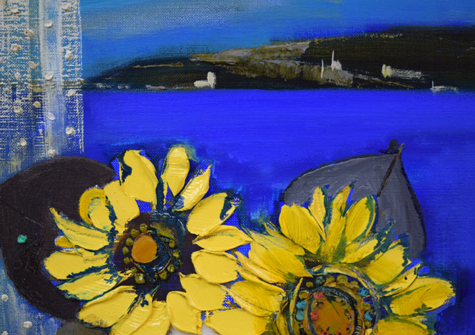 折橋真理子「ひまわり」油絵・F6号 拡大画像1