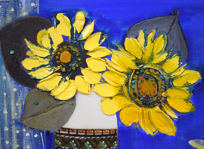折橋真理子「ひまわり」油絵・F6号 拡大画像2