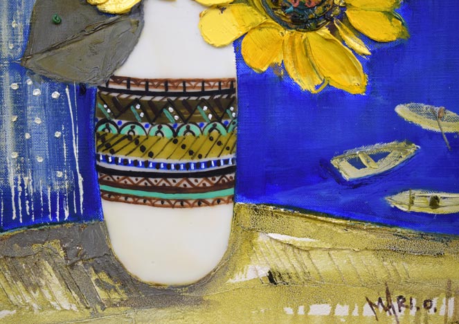 折橋真理子「ひまわり」油絵・F6号 拡大画像3