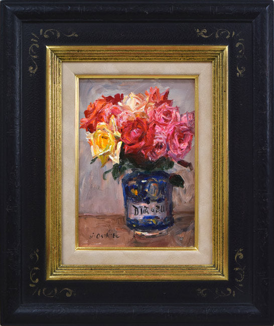 刑部人「ばら(マジョリカ壺)」油絵・SM