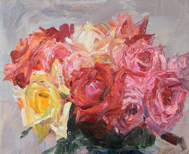 刑部人「ばら(マジョリカ壺)」油絵・SM 拡大画像1