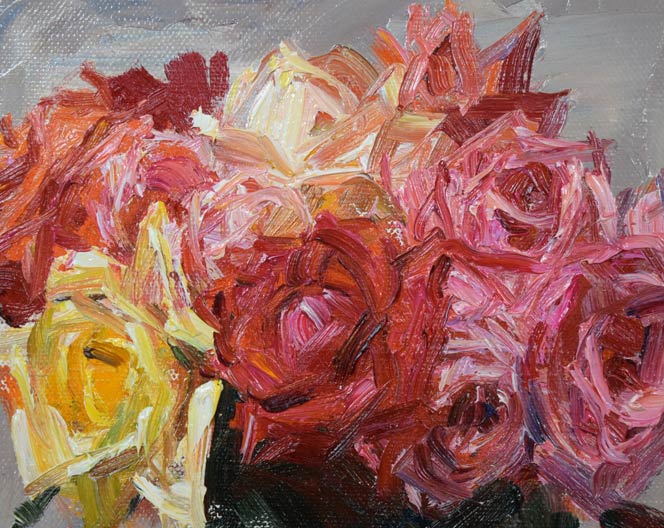 刑部人「ばら(マジョリカ壺)」油絵・SM 拡大画像2