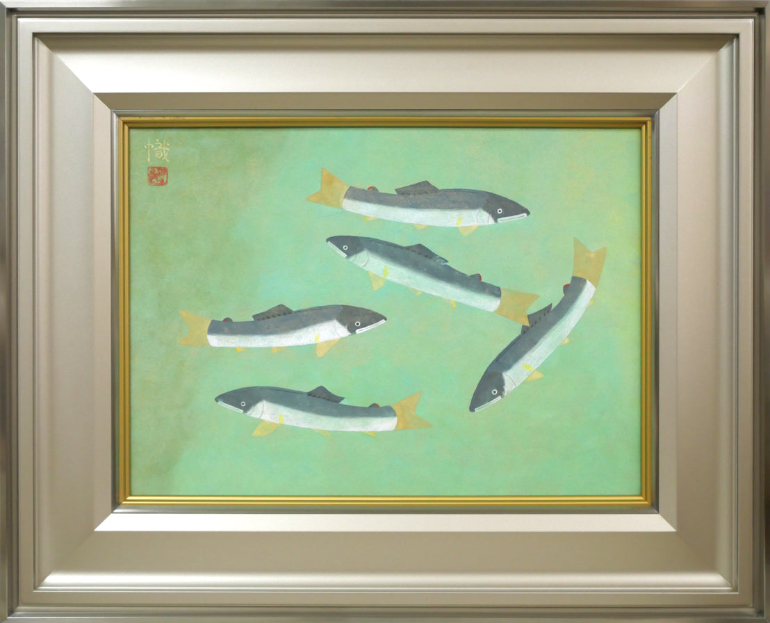 尾山幟「鮎」日本画・P8号