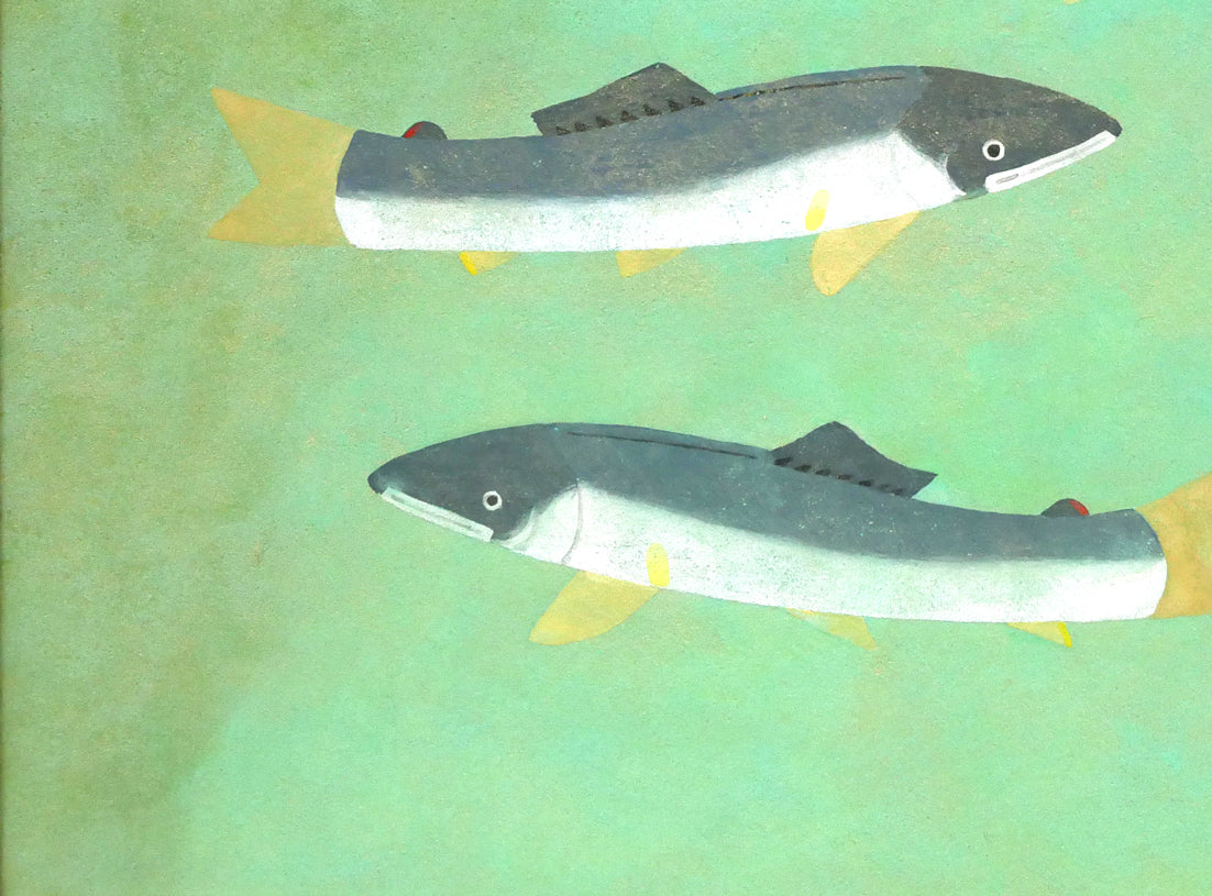 尾山幟「鮎」日本画・P8号 拡大画像3