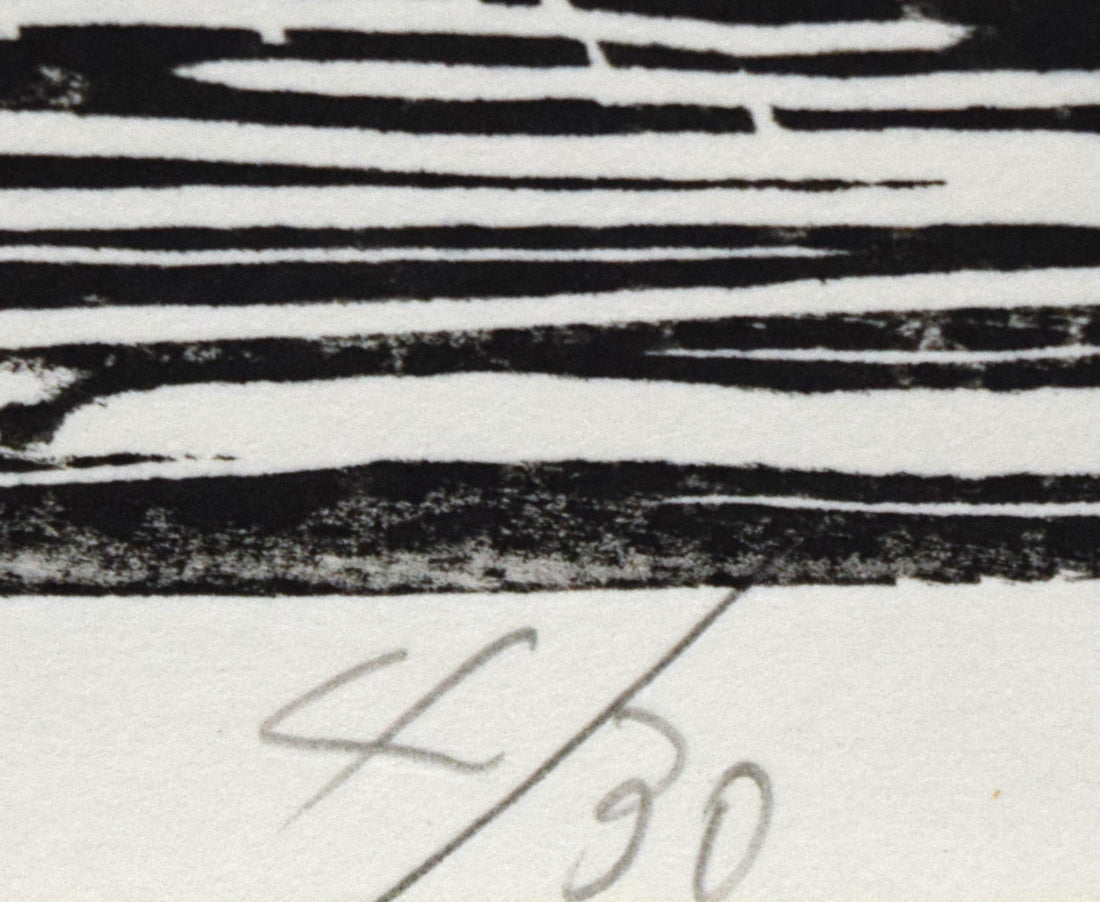 尾崎志郎「古い馬小屋(B)」木版画 限定番号(ed,4/30)