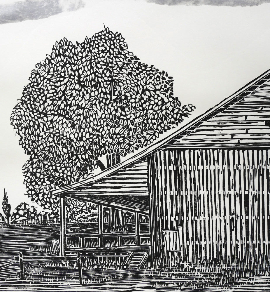 尾崎志郎「古い馬小屋(B)」木版画 拡大画像4