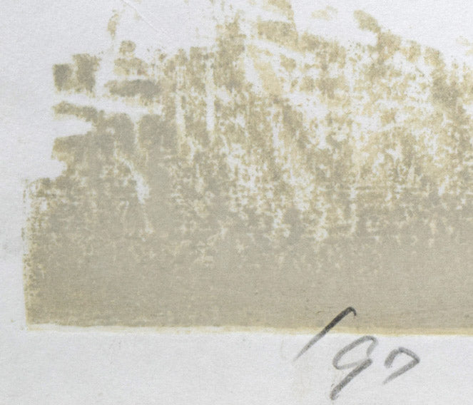 尾崎志郎「冬の岡田番屋(苫前町・鰊番屋)」木版画 年記(1997年作)