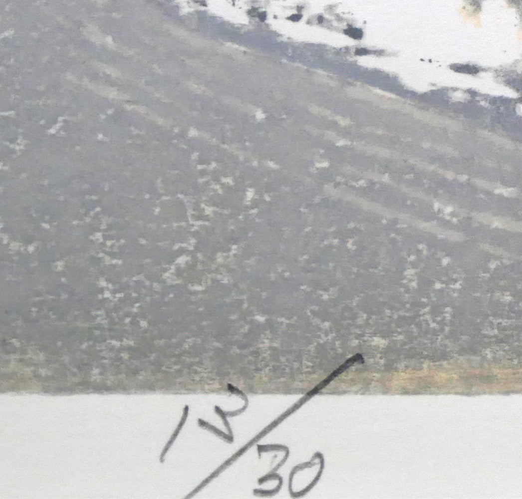 尾崎志郎「凍る川」木版画 限定番号(ed,13/30)