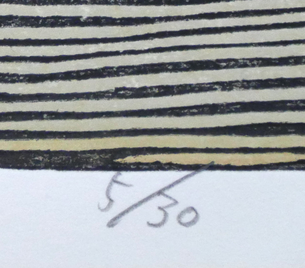 尾崎志郎「漁村(増毛)」木版画 限定番号(ed,5/30)