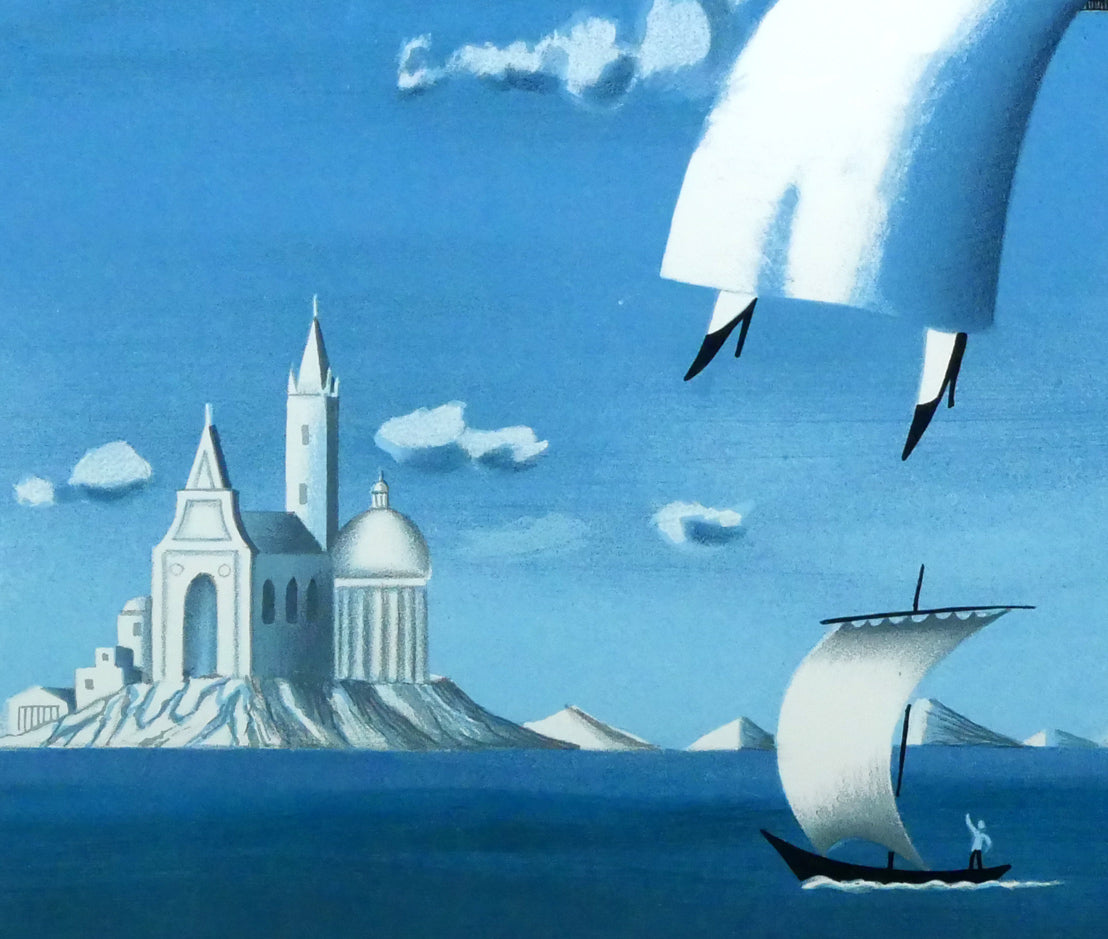 レイモン・ペイネ(Raymond Peynet)「天空をゆく魚(飛行船)」リトグラフ 拡大画像5