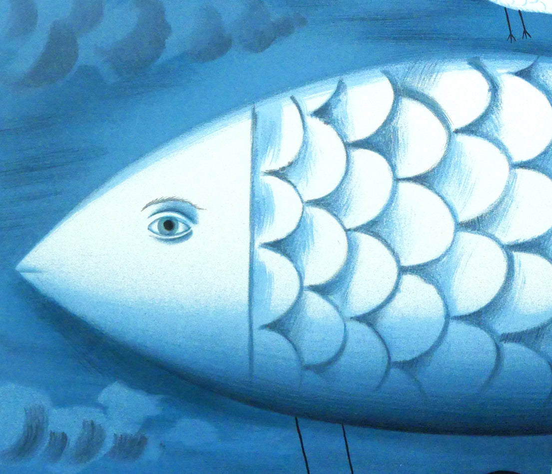 レイモン・ペイネ(Raymond Peynet)「天空をゆく魚(飛行船)」リトグラフ 拡大画像2